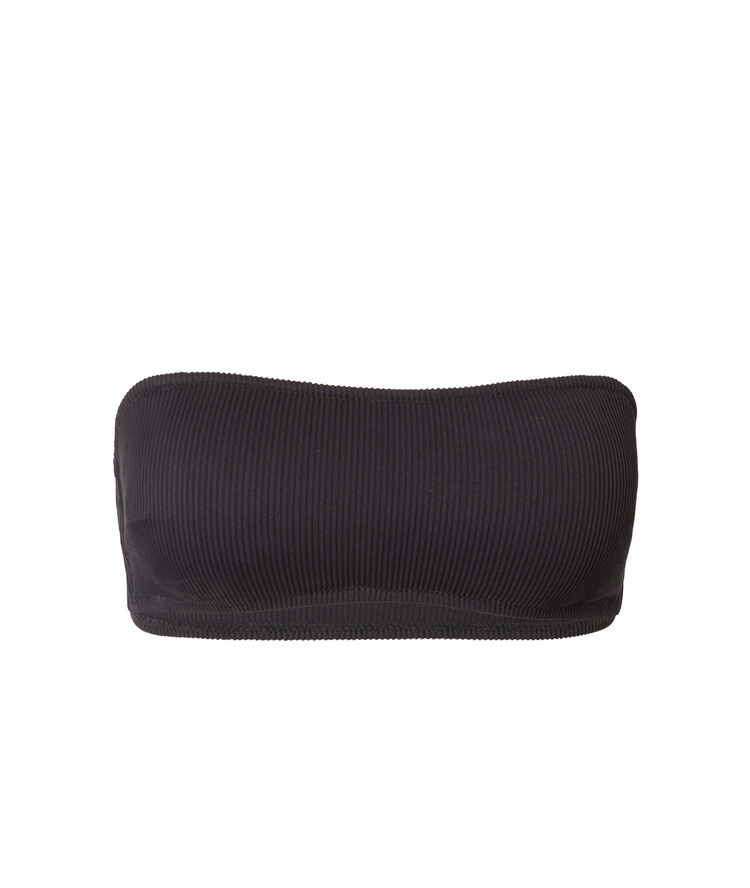 Parte de arriba de bikini bandeau texturizada - negra negro.