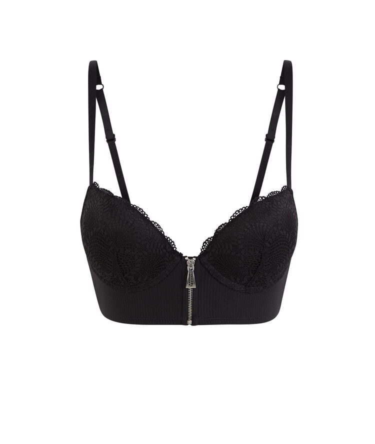 Sujetador corpiño push-up micro microribiz negro.