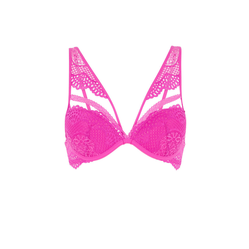 Sujetador push-up de encaje - rosa rosa.