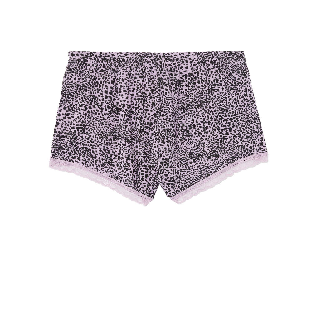 Shorts con estampado de leopardo de punto - lila morado.