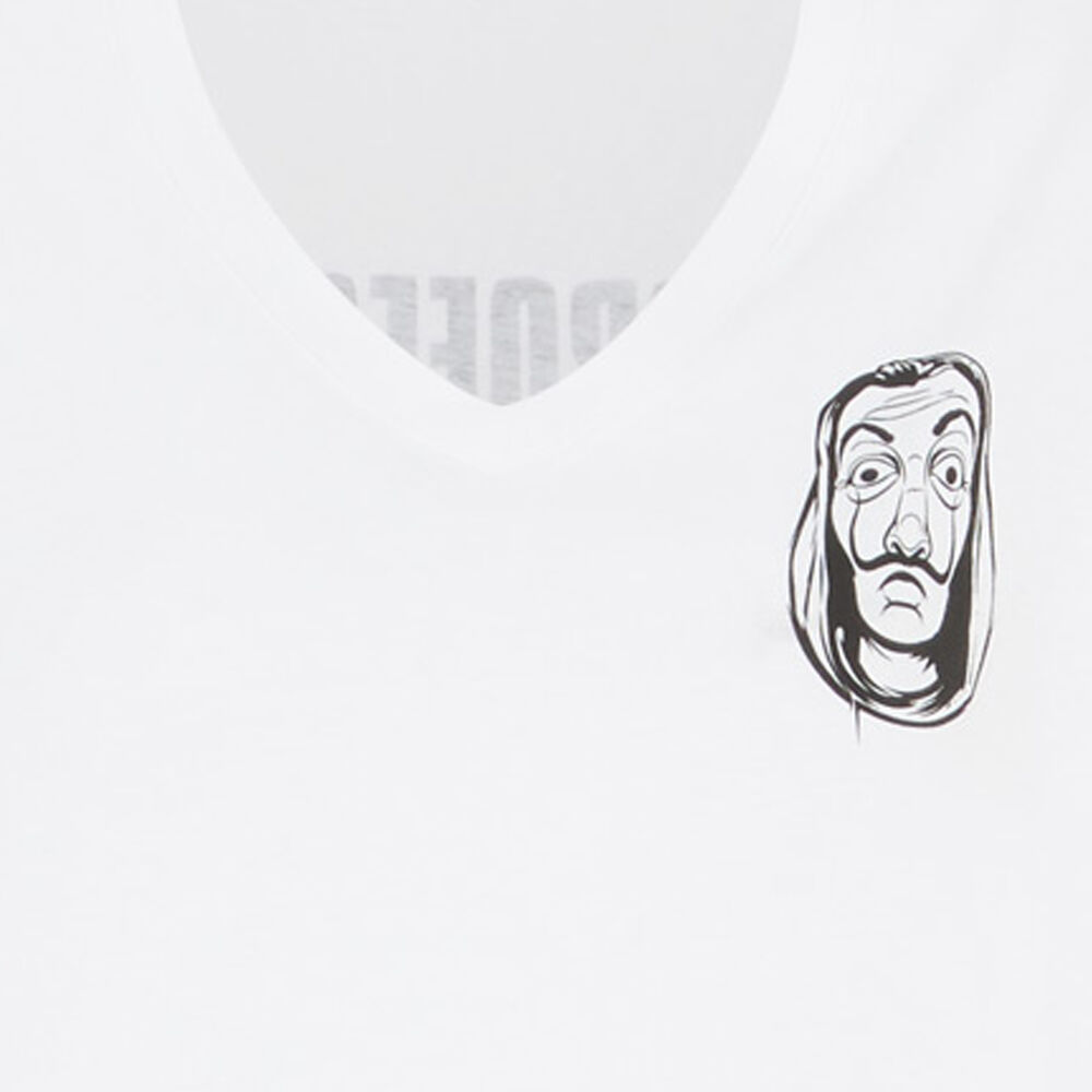 Camiseta larga de manga corta la casa de papel - blanca blanco.