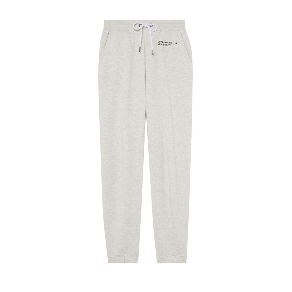 Pantalón fruncido en la cintura y tobillo con mensaje - crudo crudo.