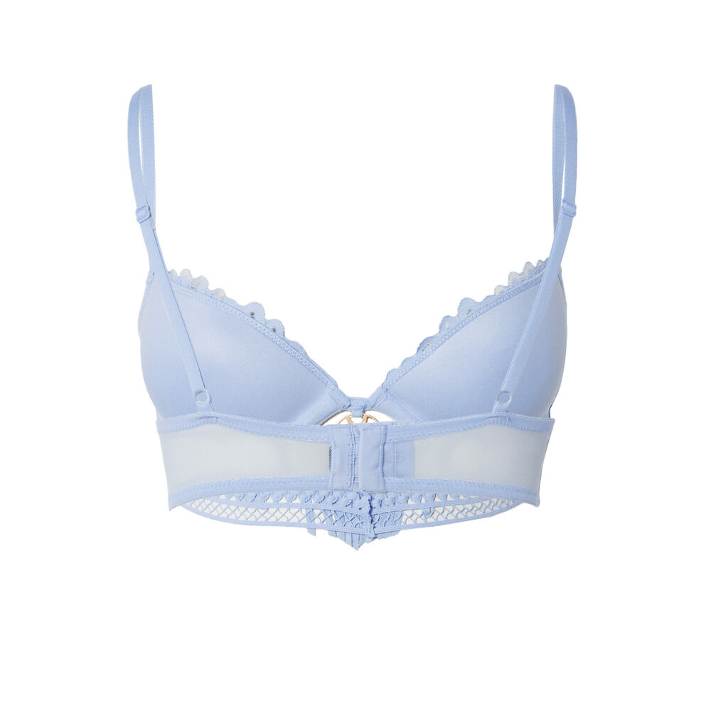 Sujetador push-up de encaje azteca con flecos - azul azul.