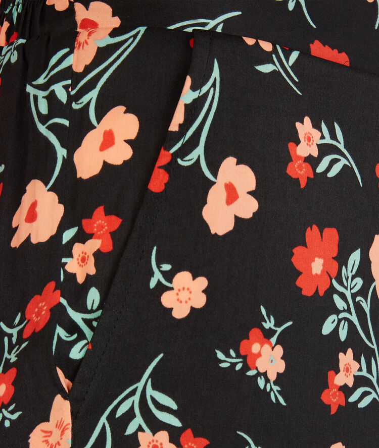 Pantalón satinado con estampado de flores - negro negro.
