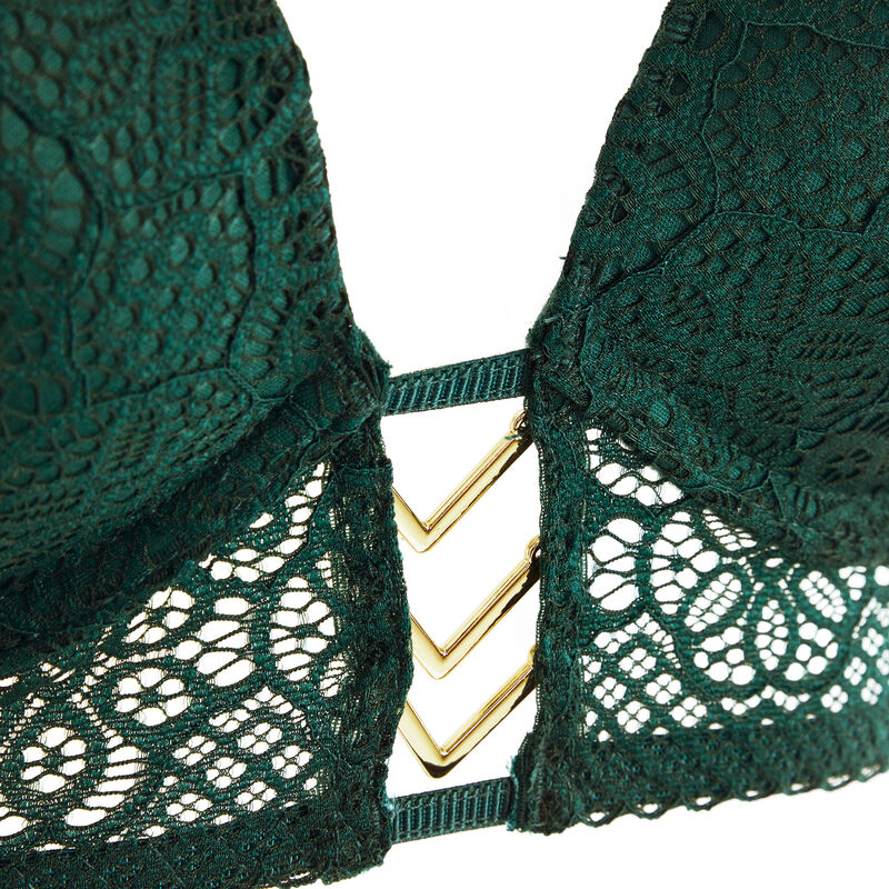 Sujetador bustier en encaje con detalle de joya vert.