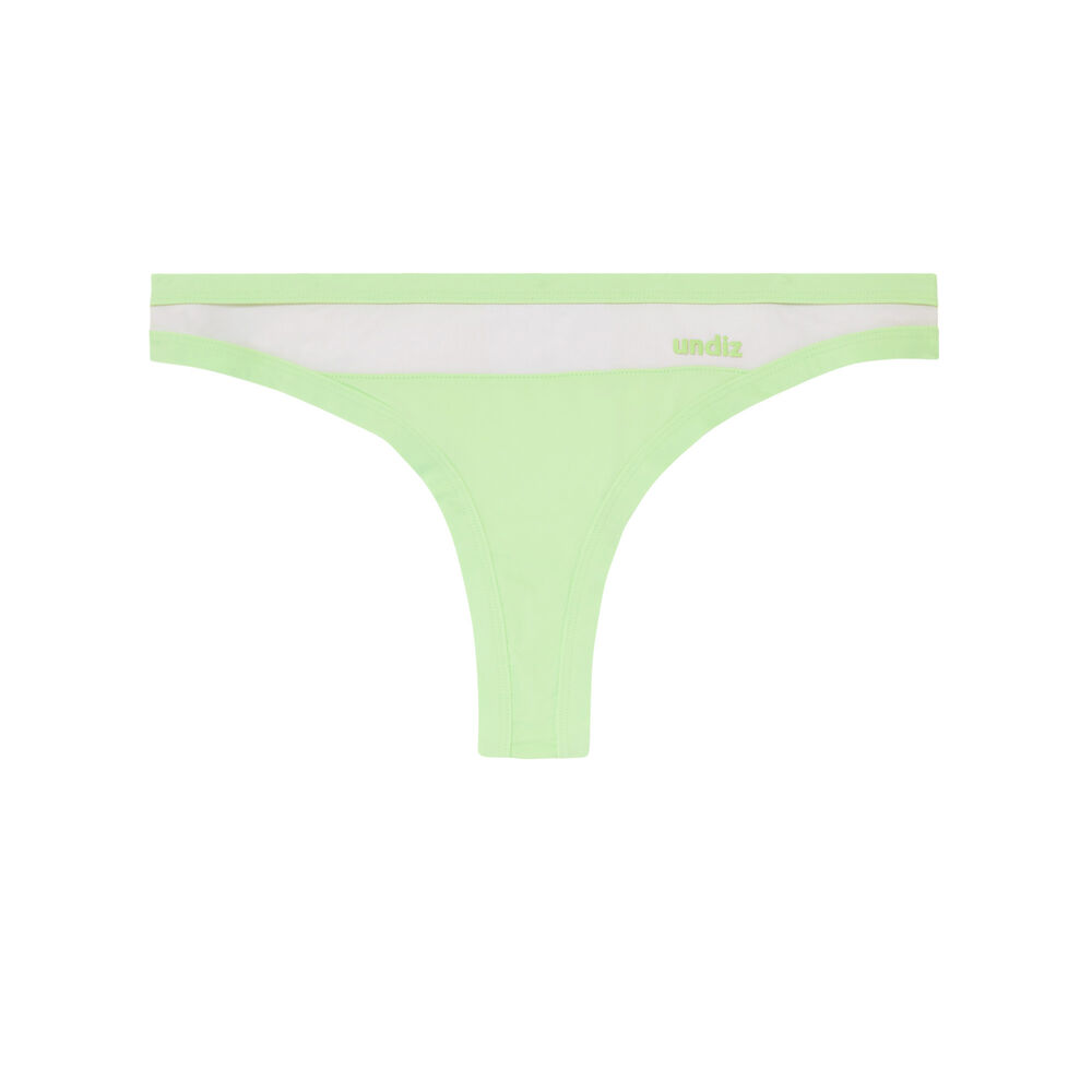 Tanga con corte de rejilla transparente - verde verde.