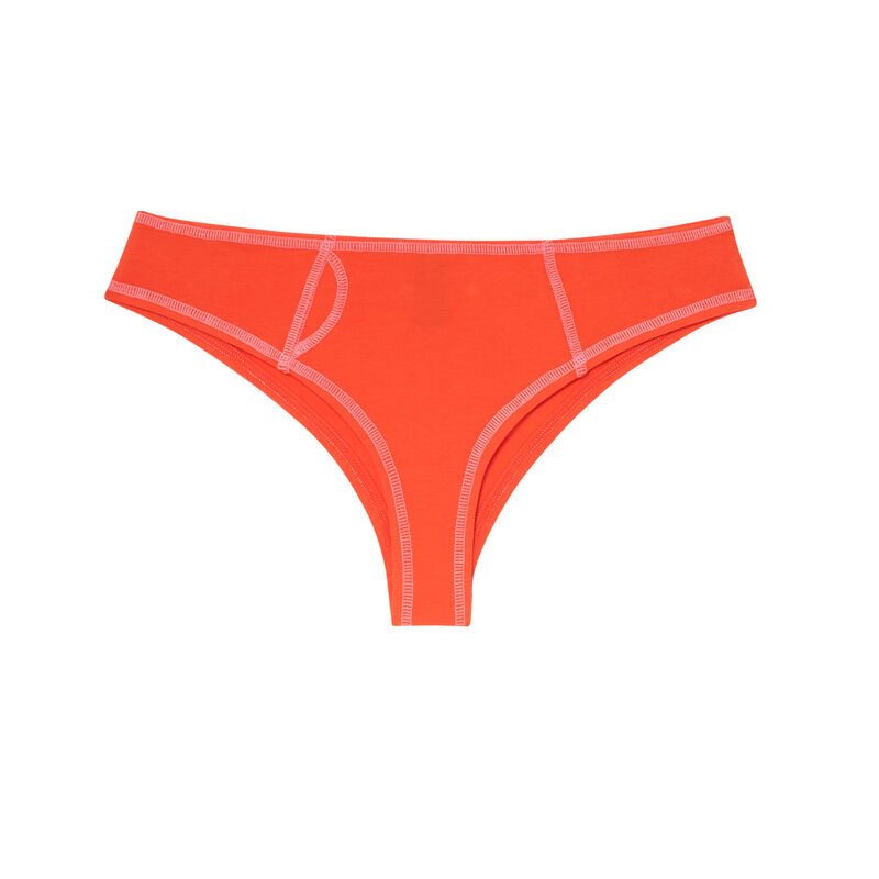 Culotte de algodón con costuras blancas visibles - rojo Culotte de algodón con costuras blancas visibles - rojo;