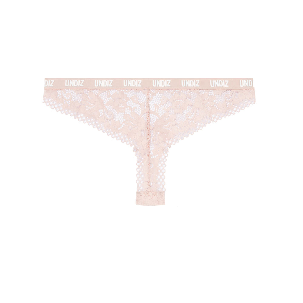 Braguita brasileña de encaje y rejilla con detalle elástico - rosa nude rosa.