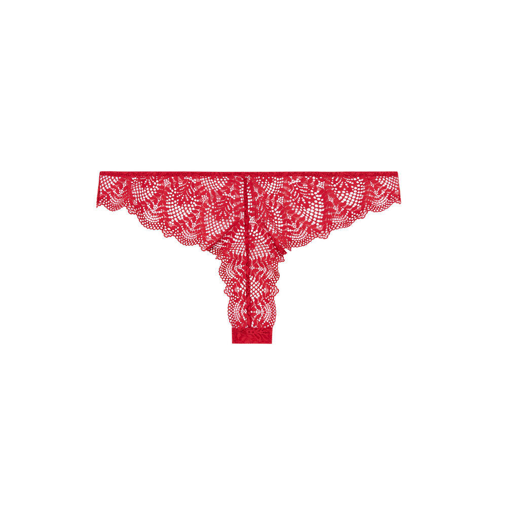 Braguita brasileña de encaje y lazos - rojo rojo.