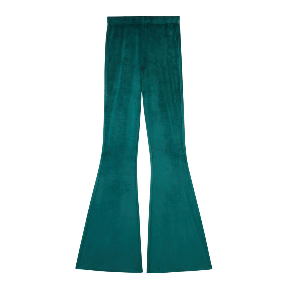 Pantalón de talle alto patas def de terciopelo - verde pino verde.