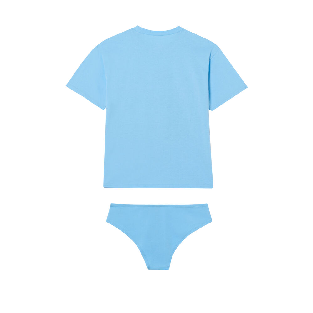 Juego de top y braguita con estampado pareja stitch - azul azul.