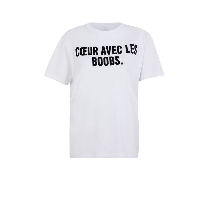 Top de manga corta con mensaje - blanco Top de manga corta con mensaje - blanco;