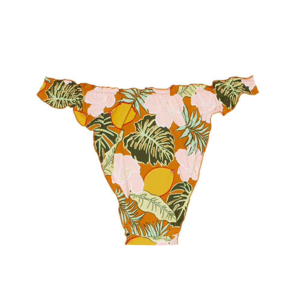 Parte de abajo de bikini braguita con estampado tropical - naranja orange.
