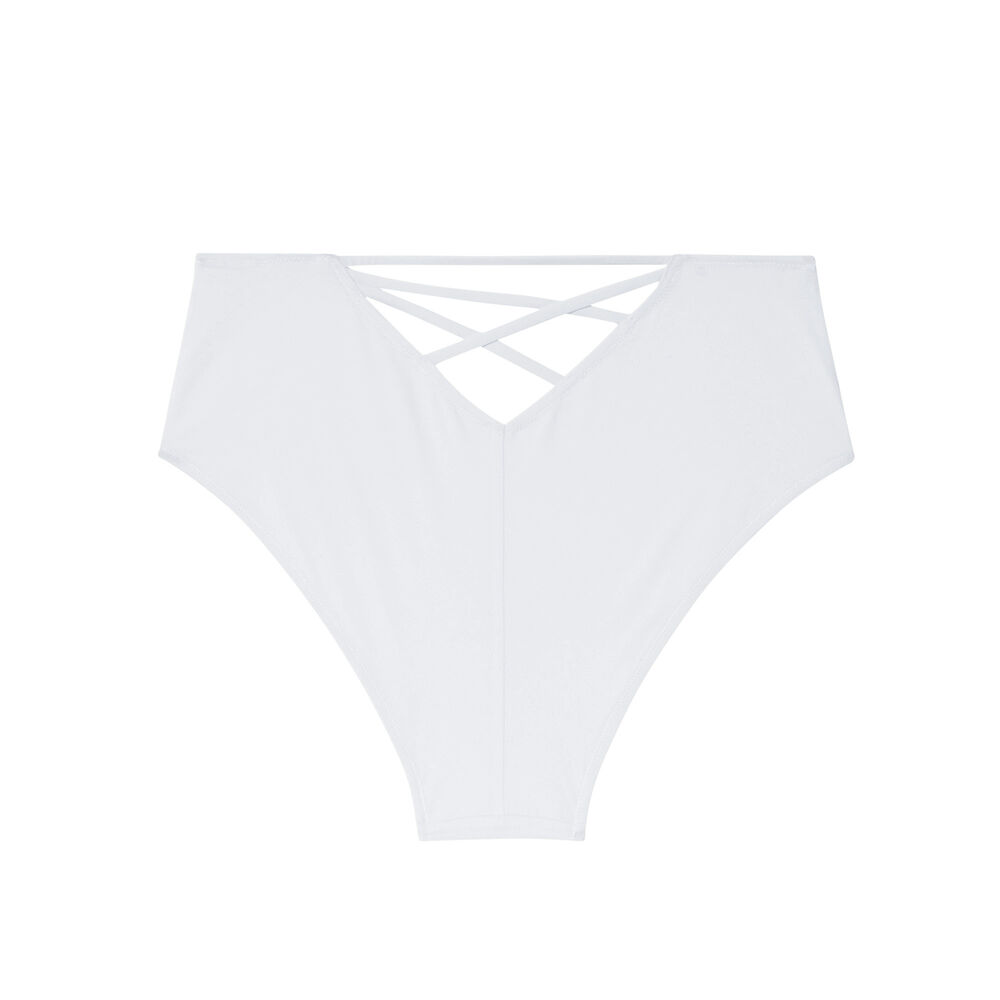 Parte de abajo de bikini braguita de talle alto con cintas - blanco blanco.