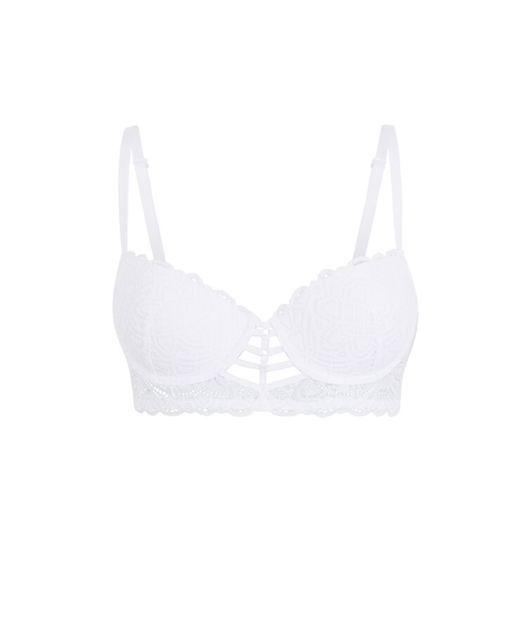 Sujetador corpiño push-up de encaje y cintas marceliz blanco.