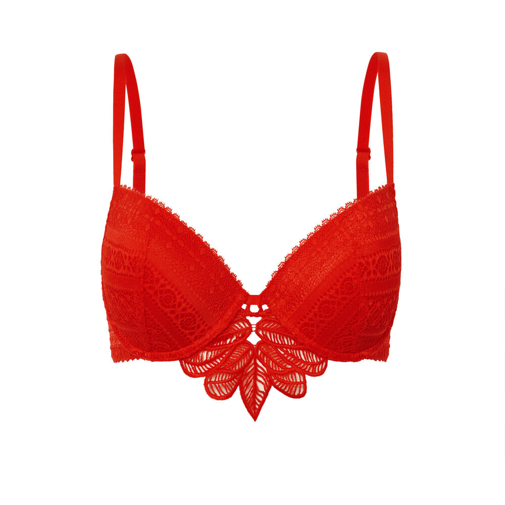 Sujetador push-up de encaje - rojo rojo.