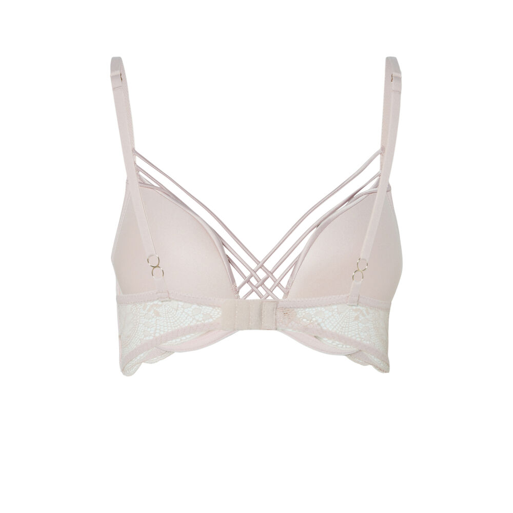 Sujetador push-up de encaje con cinta satinada - rosa rosa.