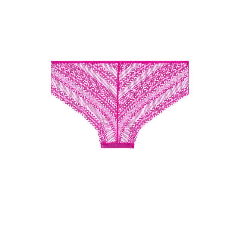 Shorty de tul con detalles guipur anjaiz fuchsia.