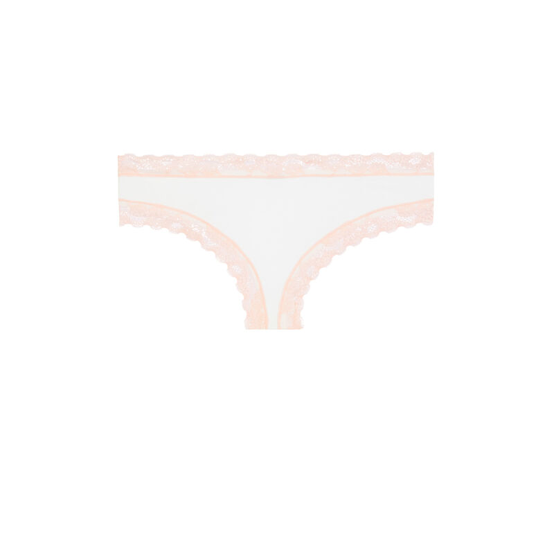 Braguita culotte de algodón blanca con detalle de encaje Braguita culotte de algodón blanca con detalle de encaje;