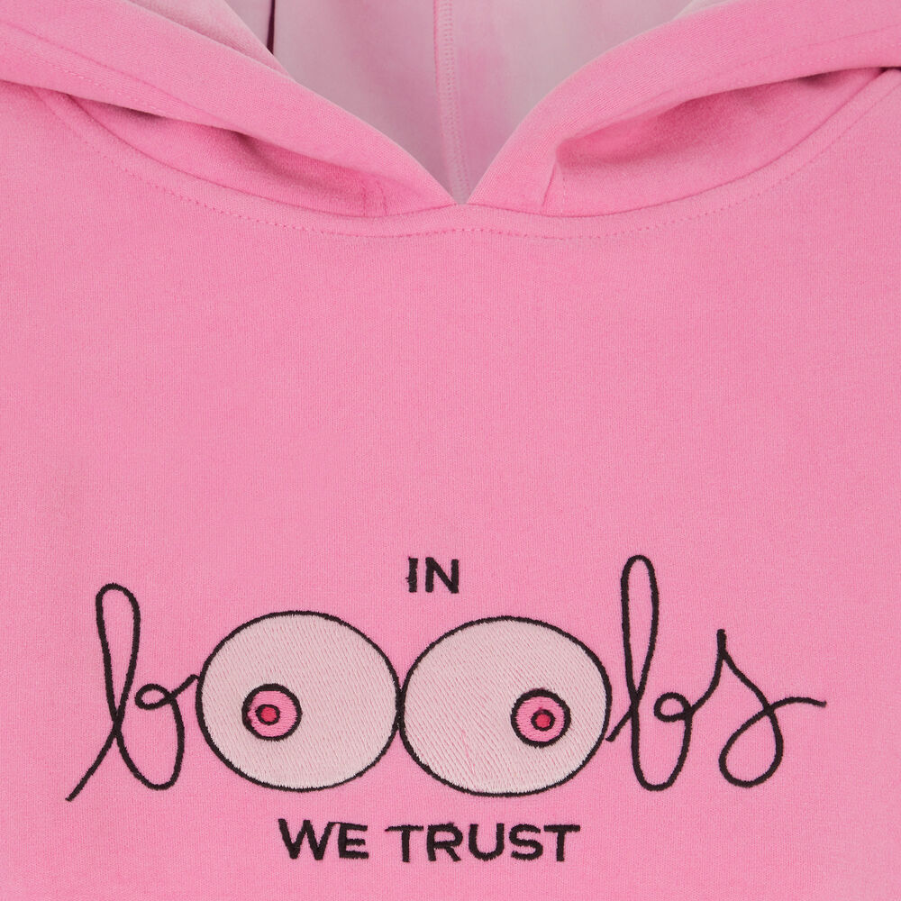 Sudadera in boobs we trust - rosa rosa.