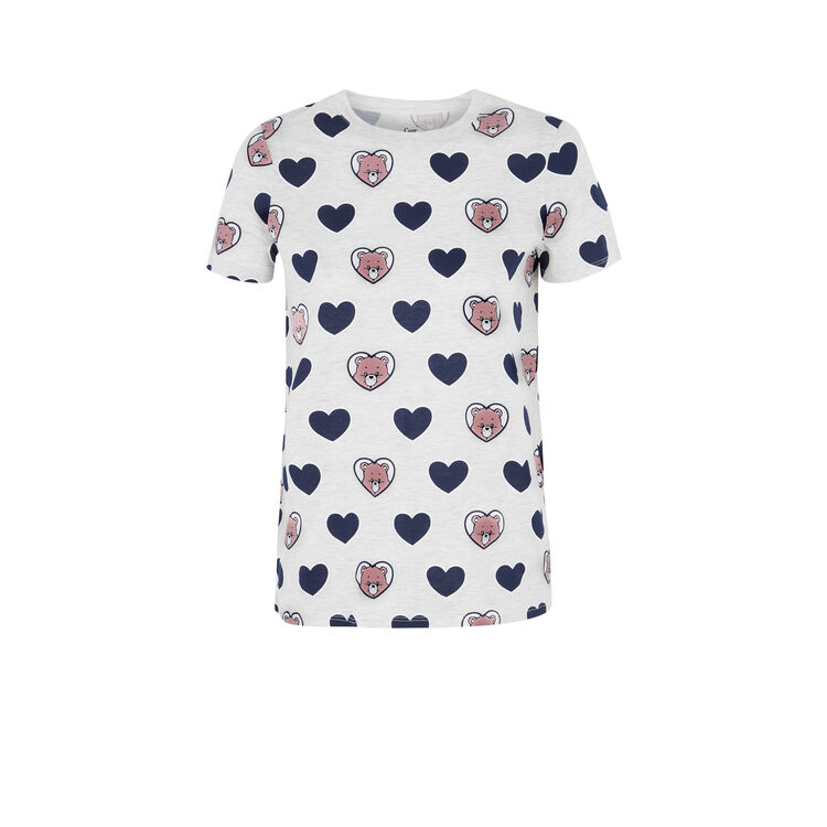 Top con motivos de corazones de los osos amorosos bisousiz gris claro.