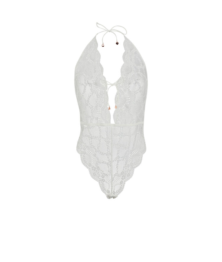 Body con braguita brasileña de encaje sin aros - blanco blanco.