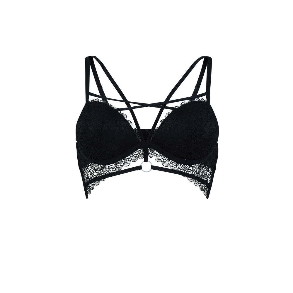Sujetador push-up con cintas - negro negro.