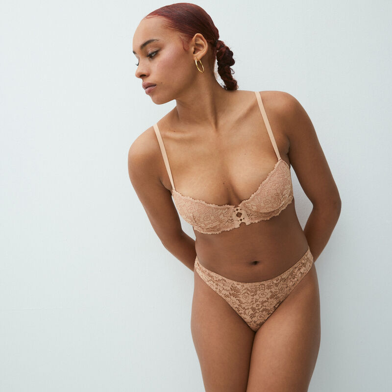 sujetador push-up de encaje con flores - beige nude sujetador push-up de encaje con flores - beige nude;