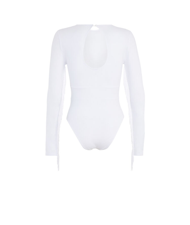 Body de punto con flecos y detalles de studs elviz blanco.