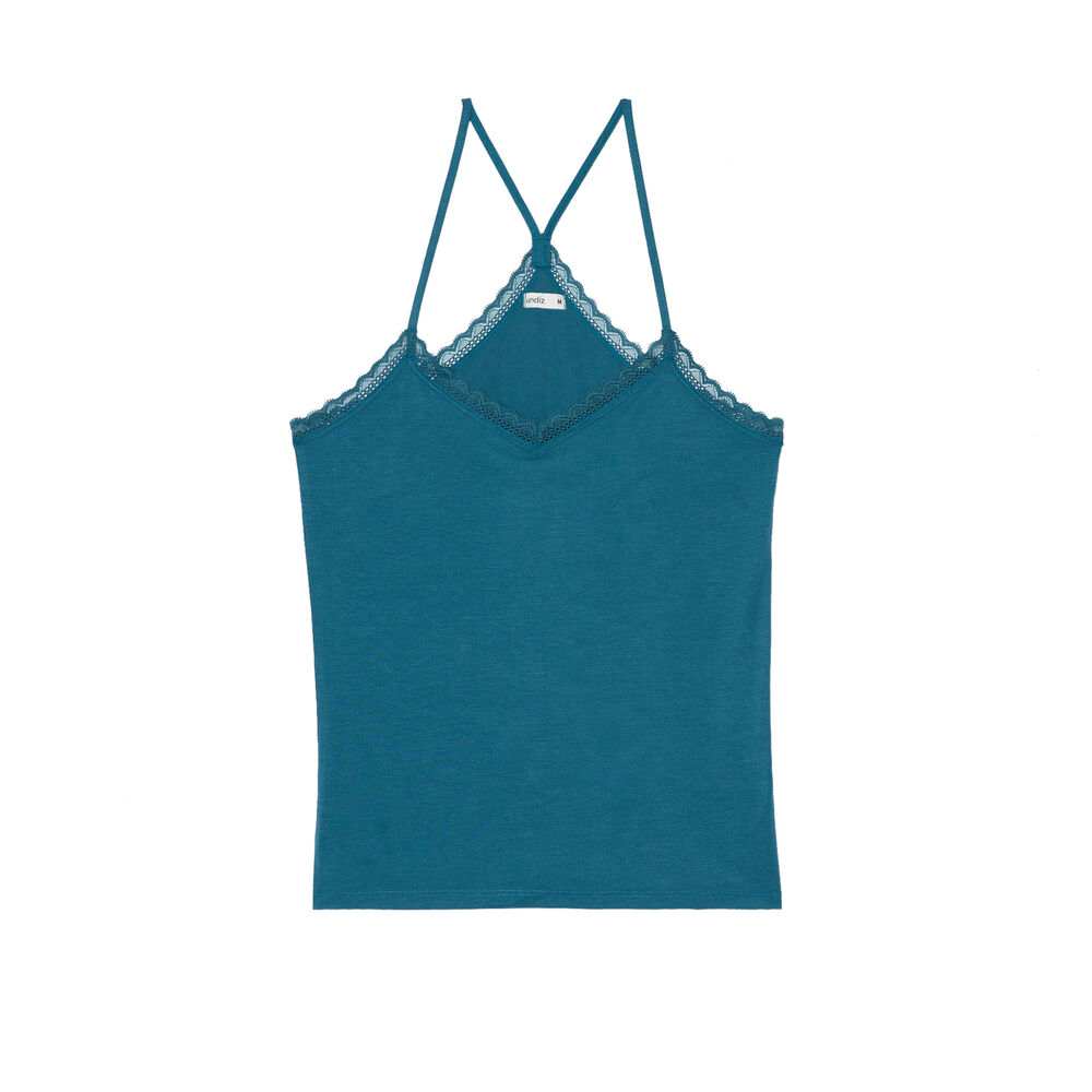 Top de punto con tirantes finos - azul azul.