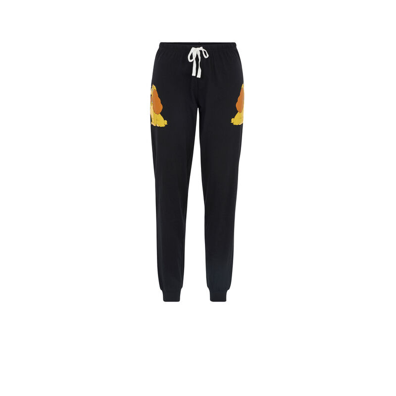 Pantalón de punto con estampado de reina teamladiz negro.