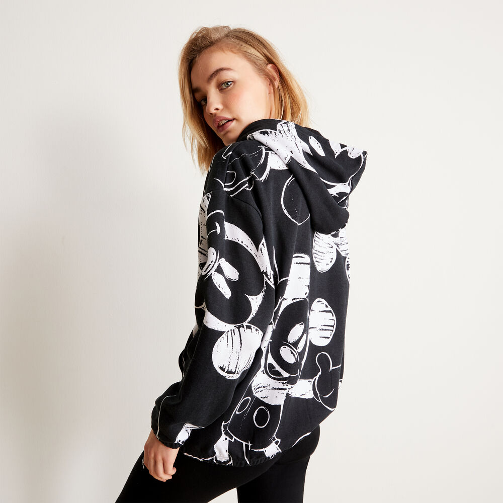 Sudadera con cremallera y motivos mickey - negra negro.