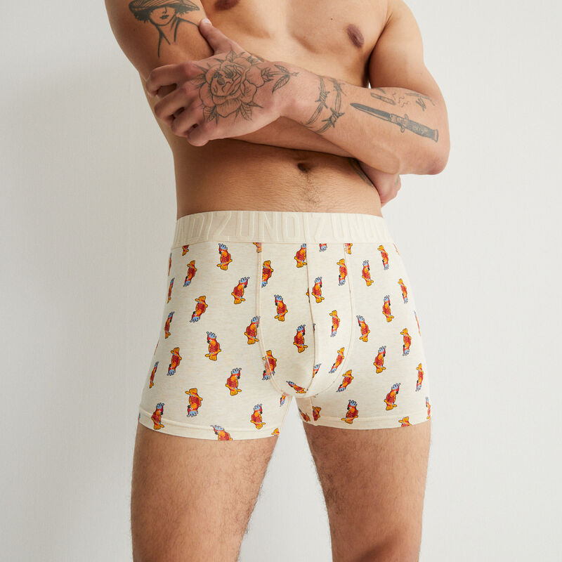 Bóxer de algodón con estampados de loro - crudo Bóxer de algodón con estampados de loro - crudo;