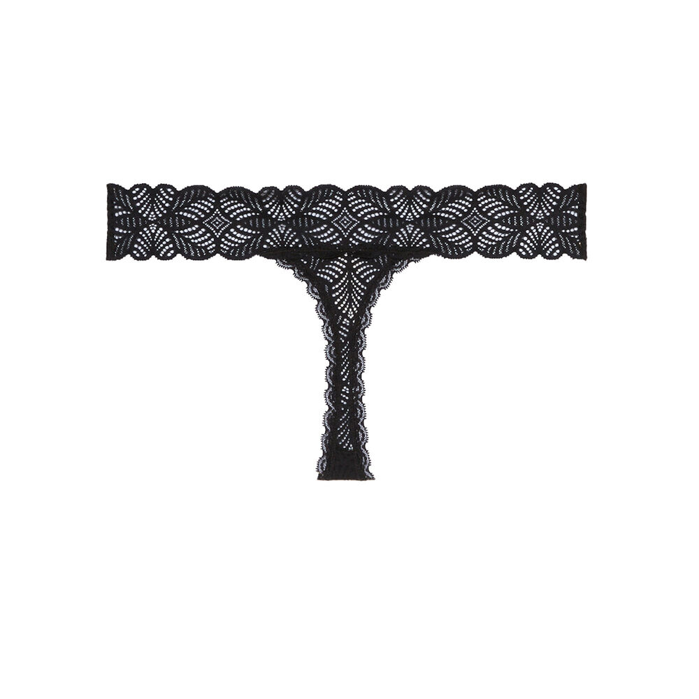 Braguita tanga totalmente de encaje - negra negro.