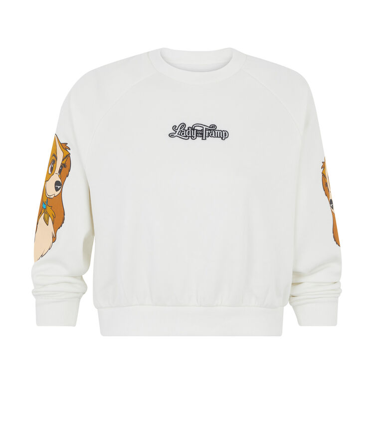 Sudadera de cuello redondo con estampado de reina teamladiz crudo.