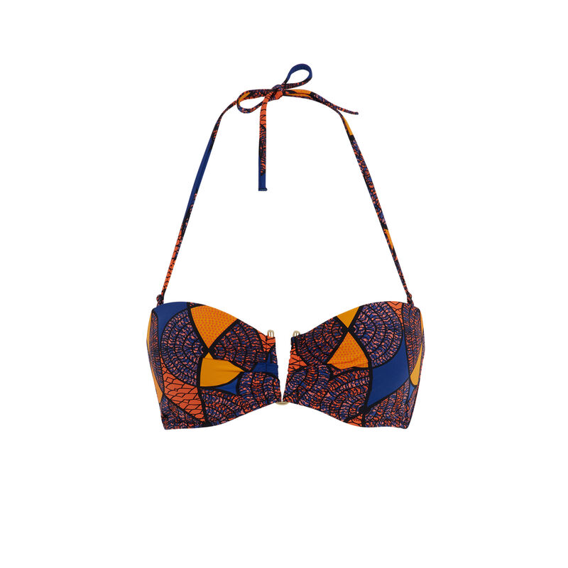 Parte de arriba de bikini bandeau azul afroiz Parte de arriba de bikini bandeau azul afroiz;