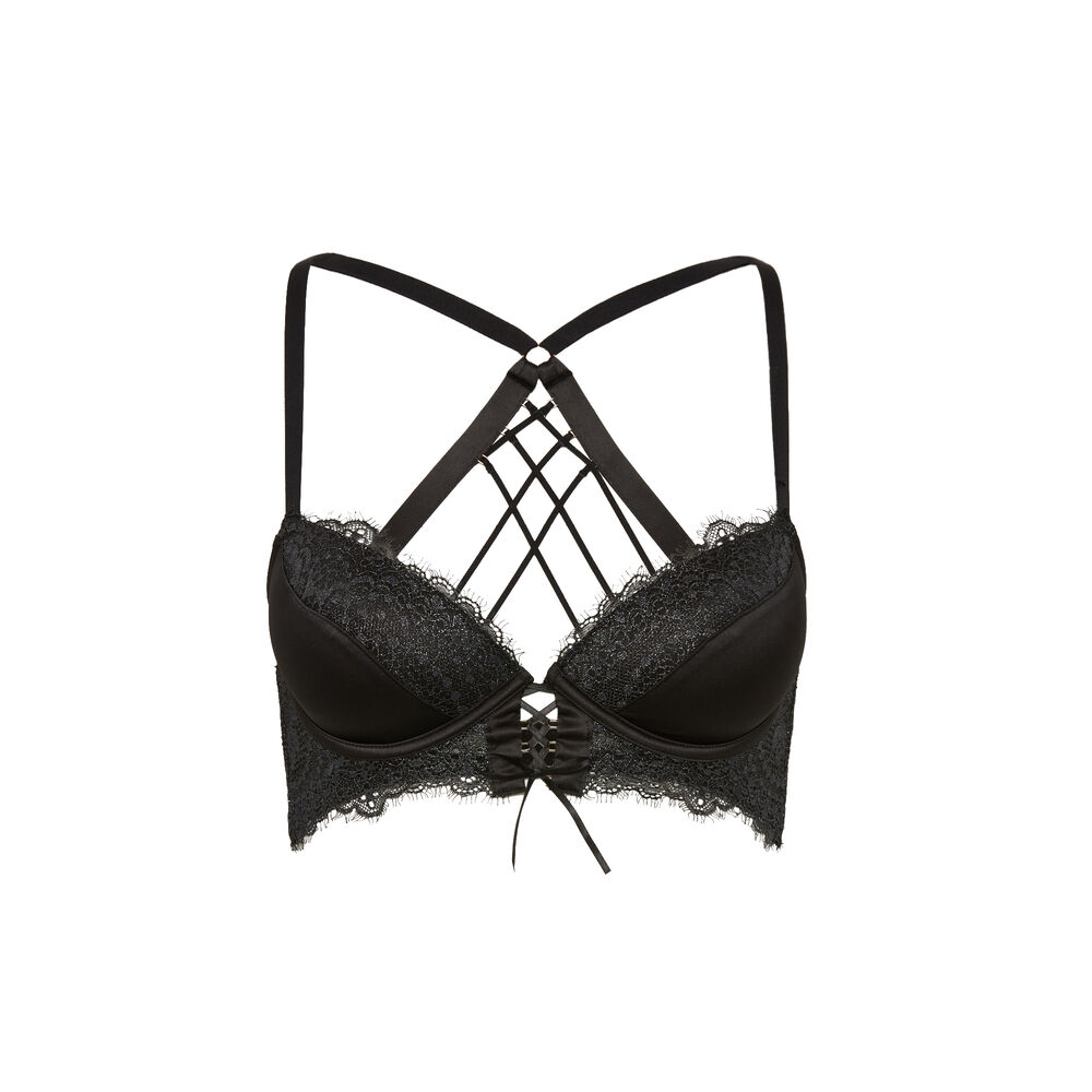 Sujetador corpiño push-up con lazada - negro negro.