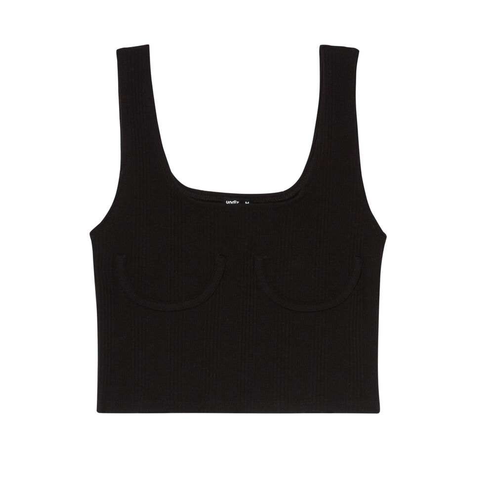 Camiseta de tirantes acanalada con aros - negra negro.