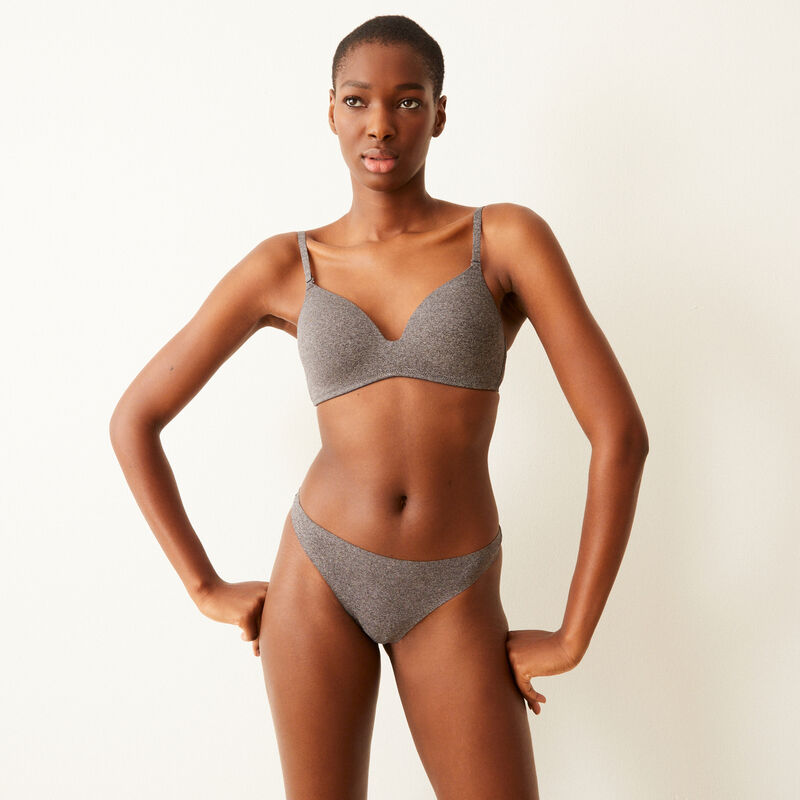 Tanga gris jaspeado de microfibra Tanga gris jaspeado de microfibra ;