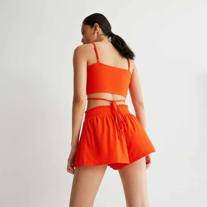 short acanalado con cintura fruncida - coral short acanalado con cintura fruncida - coral;