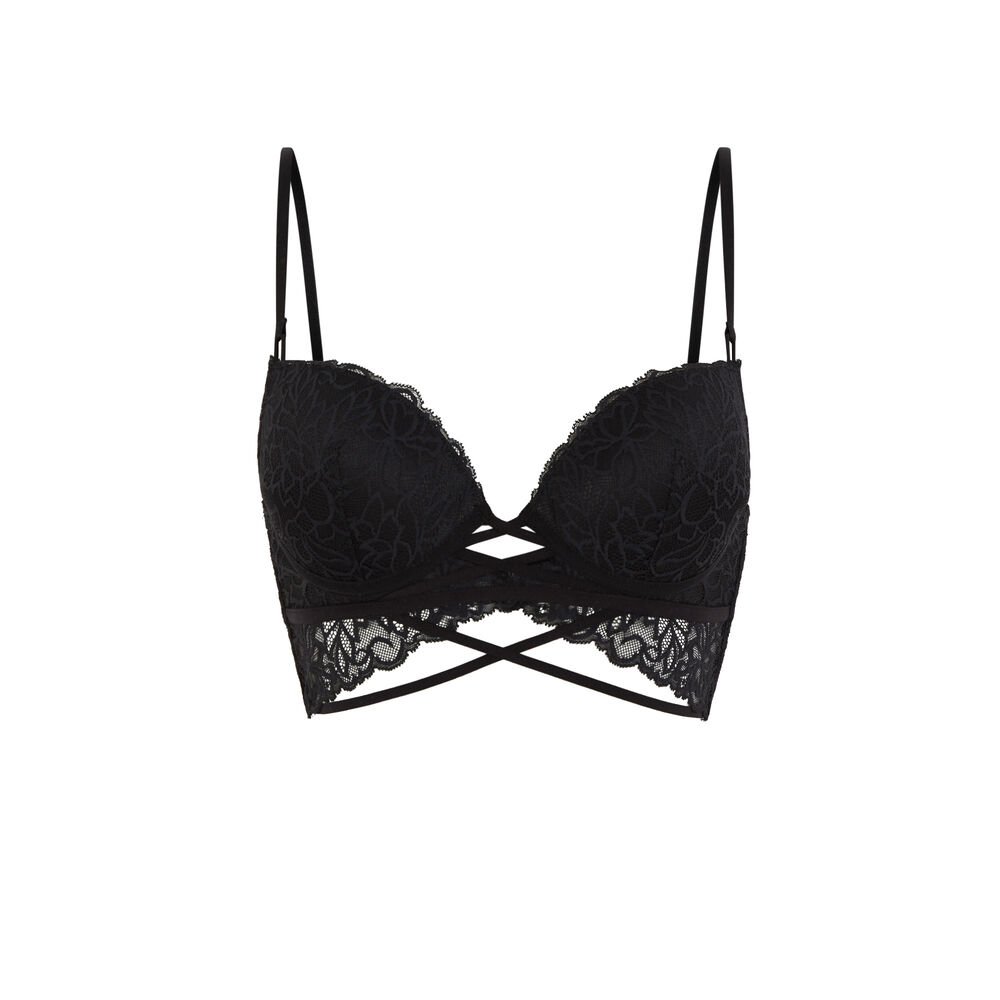 Sujetador push-up de encaje - negro negro.