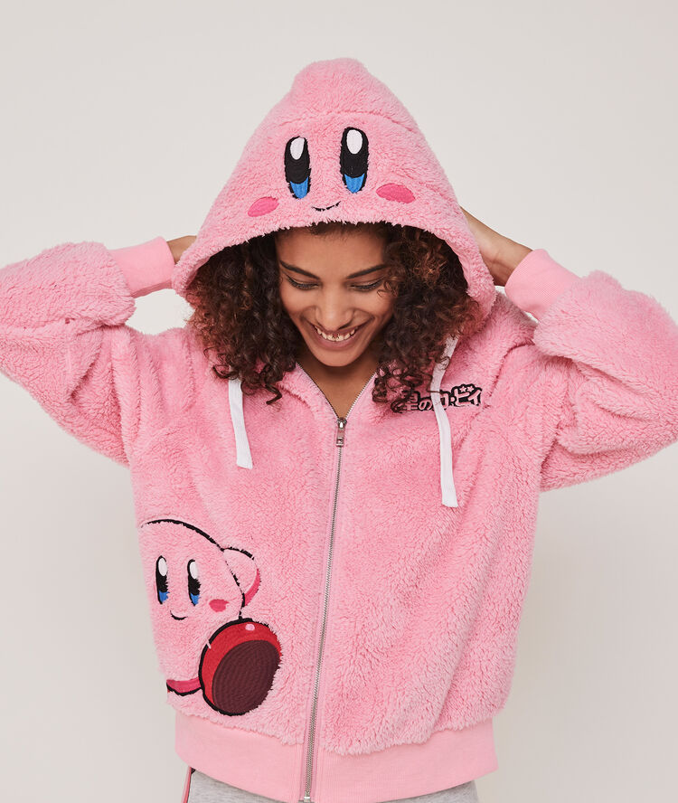 Chaqueta polar con bordados kirby kirbiz rosa.
