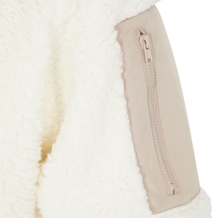 Chaqueta polar con capucha borgiz blanco roto.