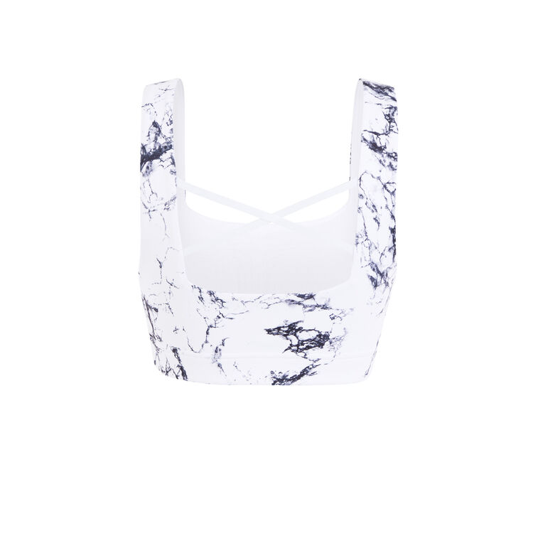 Sujetador deportivo con estampado de mármol yogamarbliz blanco.
