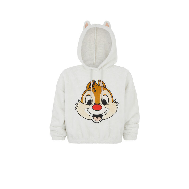 Sudadera polar con capucha y estampado de chip y chop crudo.