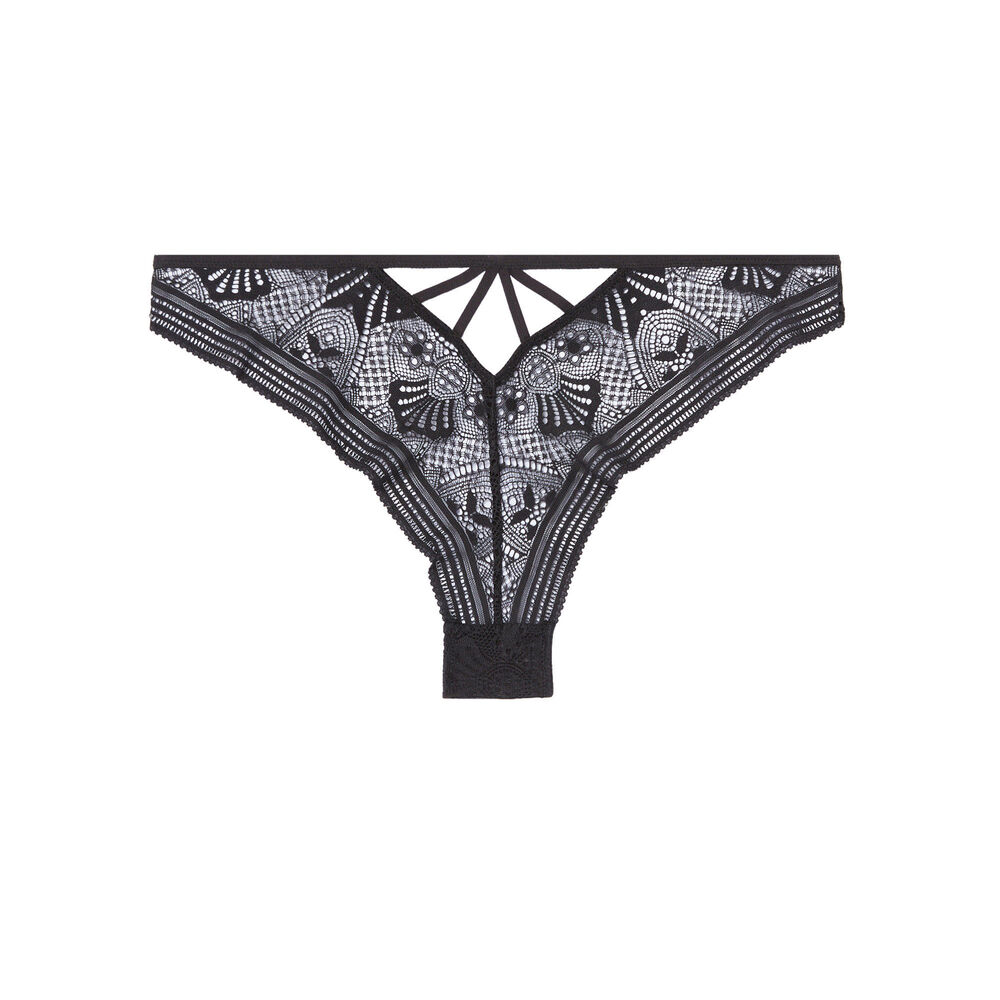 Braguita brasileña con detalles de lazos - negro negro.