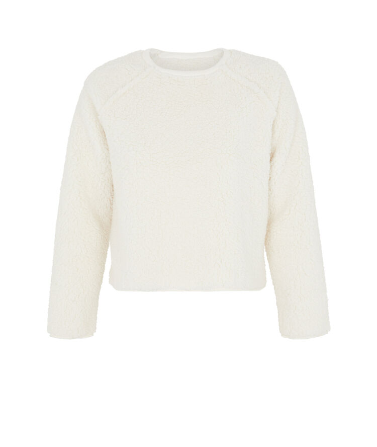 Sudadera polar reversible sherpiz blanco roto.