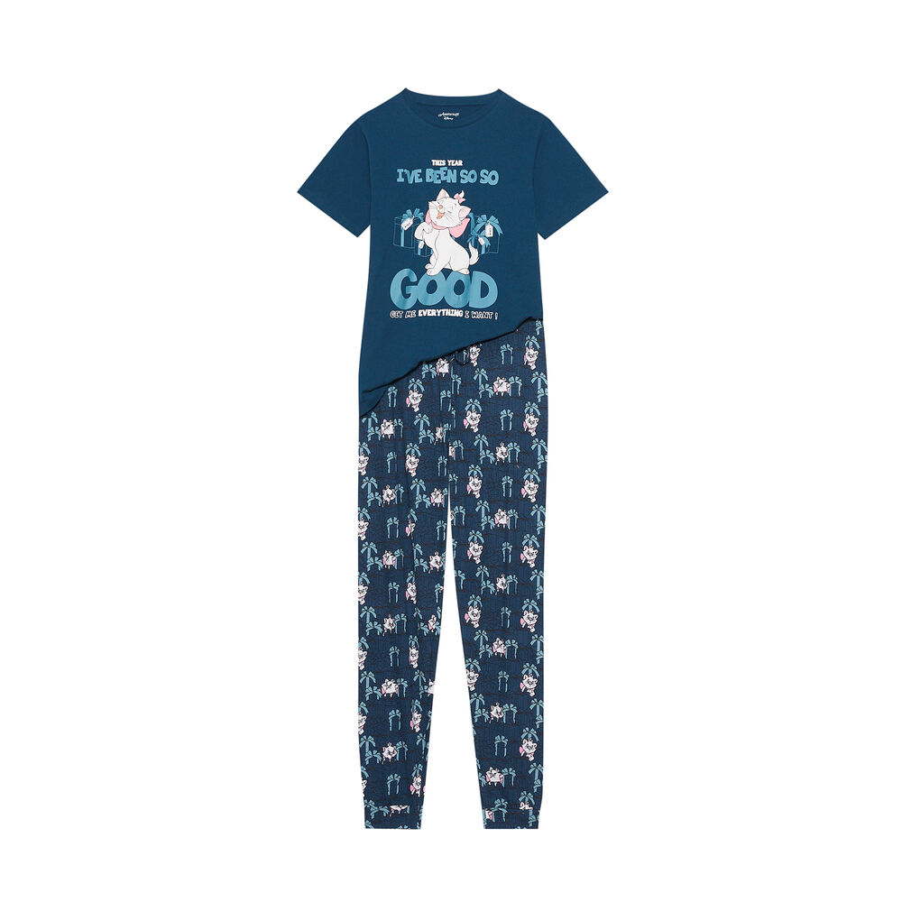 Juego de pijama de manga corta aristogatos - azul azul.
