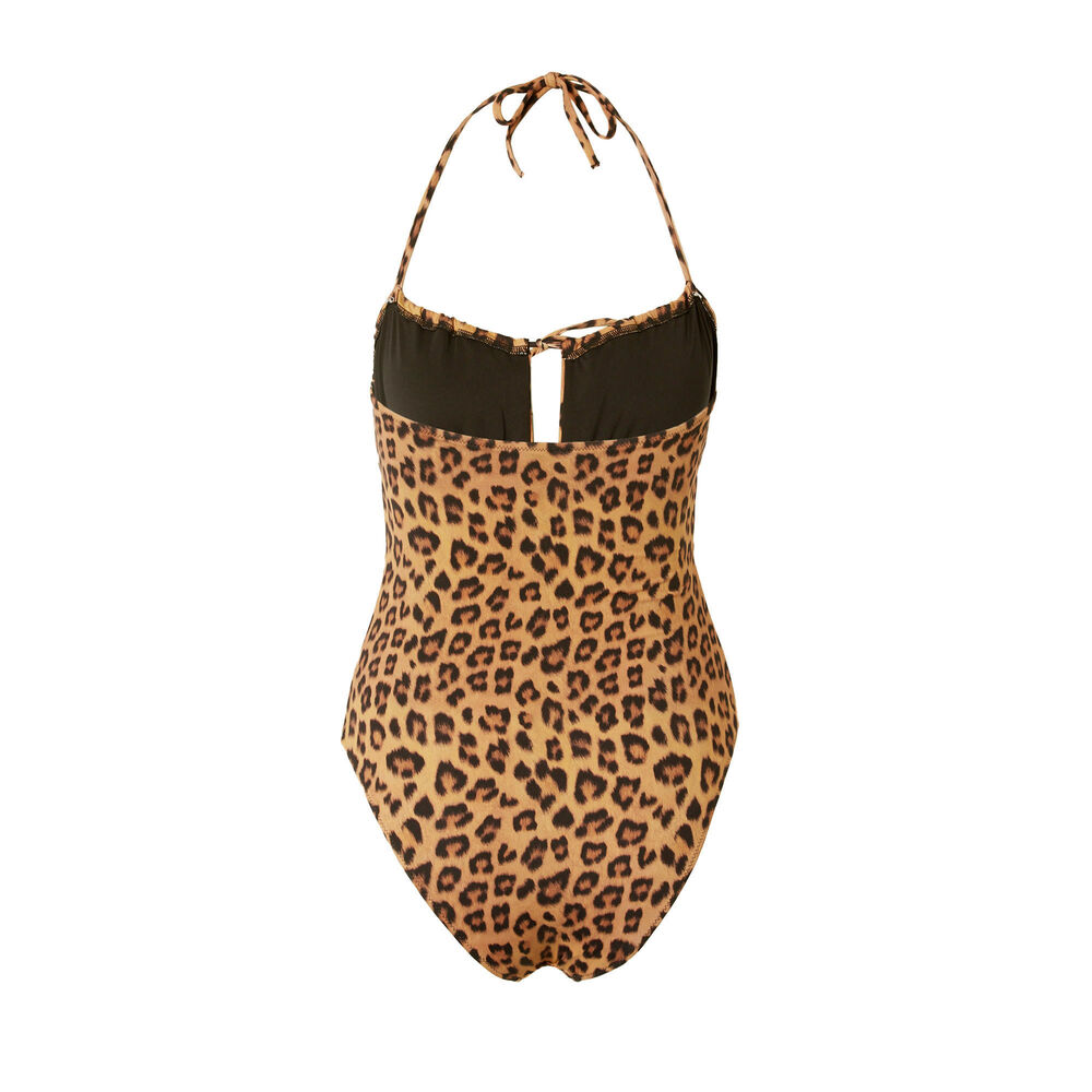 Bañador de 1 pieza con estampado de leopardo - marrón marrón.