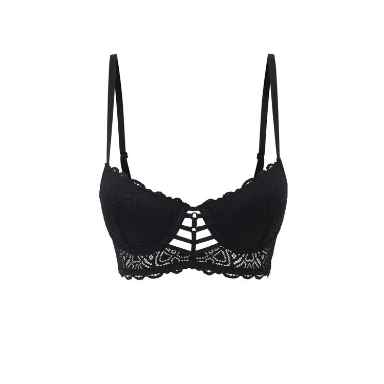 Sujetador corpiño push-up de encaje marceliz negro.